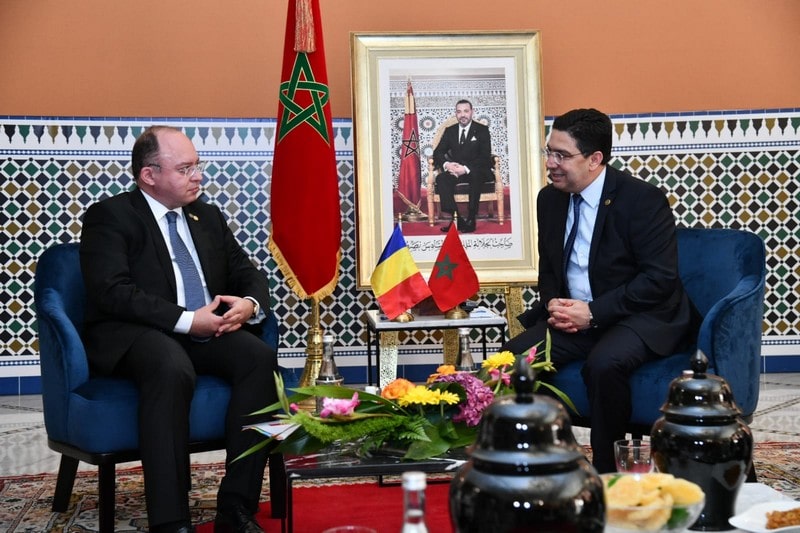 Nasser Bourita sest entretenu aujourdhui a Marrakech avec le ministre roumain des Affaires Etrangeres min1
