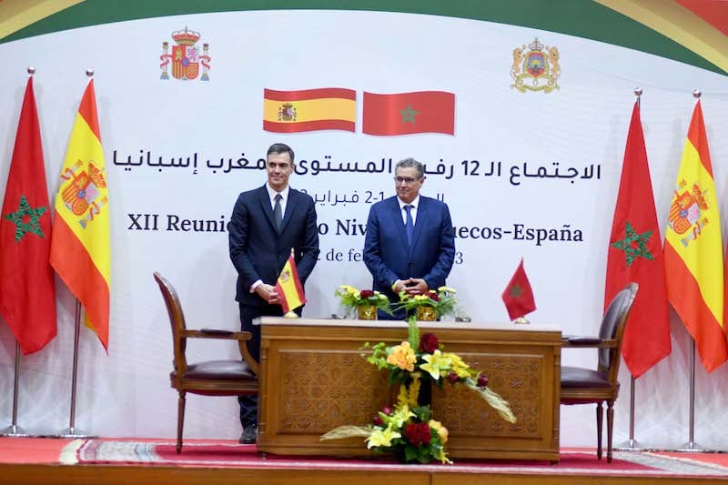 Akhannouch Pedro Sanchez Reunion de Haut Niveau Maroc Espagne